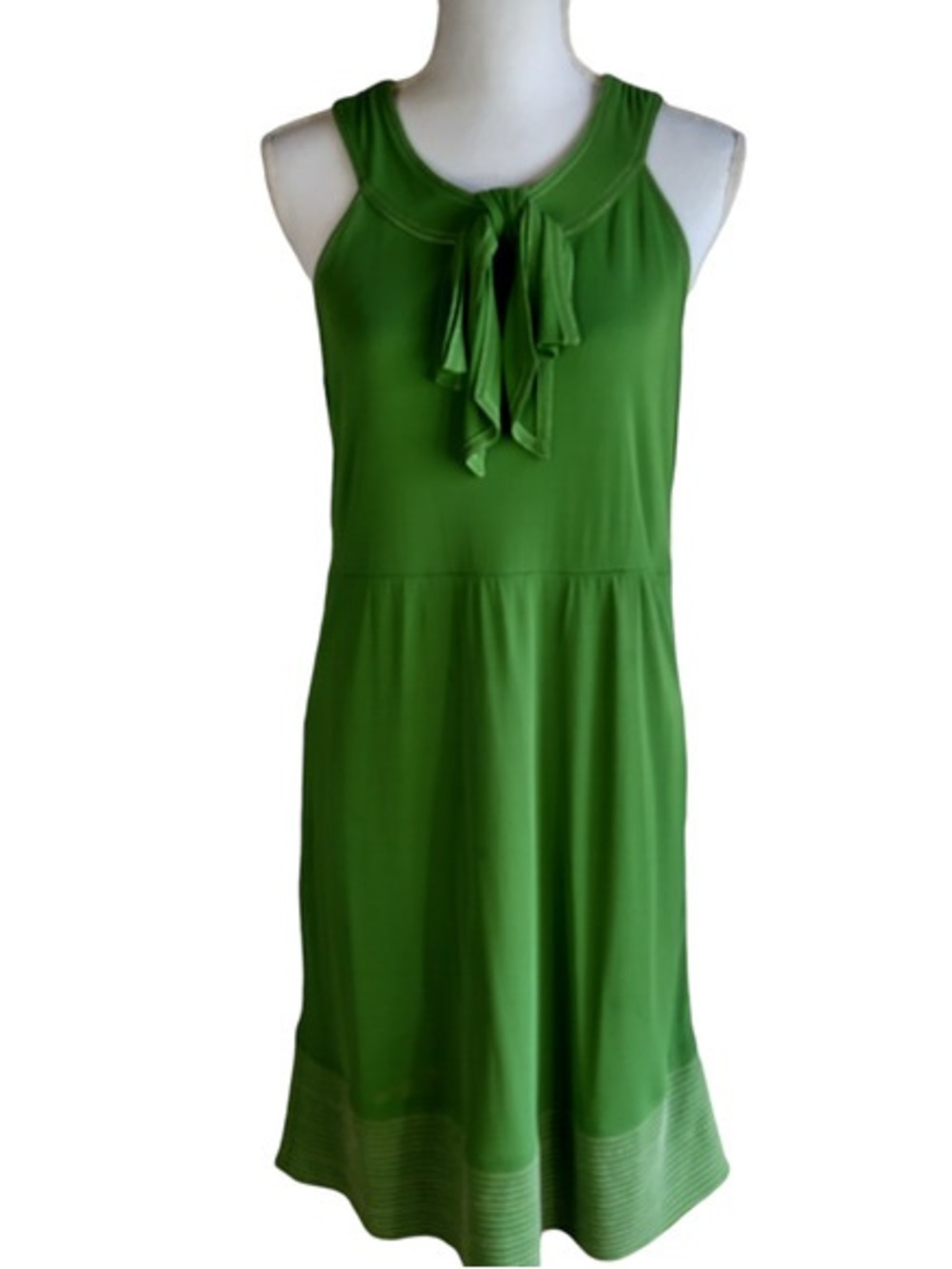 Retail $495 Tibi Kelly Green Sleeveless Tie-Neck Midi Dress